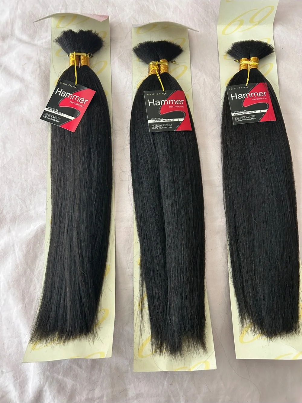 Hammer Hair Collection 16” Bulk 100% Human Hair Color 2 Dark Brown (3 packs)